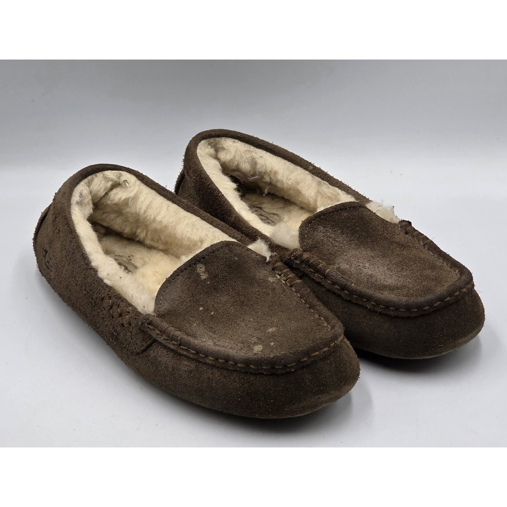 UGG‎ Ansley Slippers Brown Suede Moccasin House Shoes Womens Size 8 EU 39